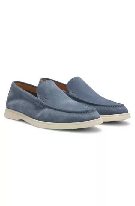 Suede loafers with debossed logo