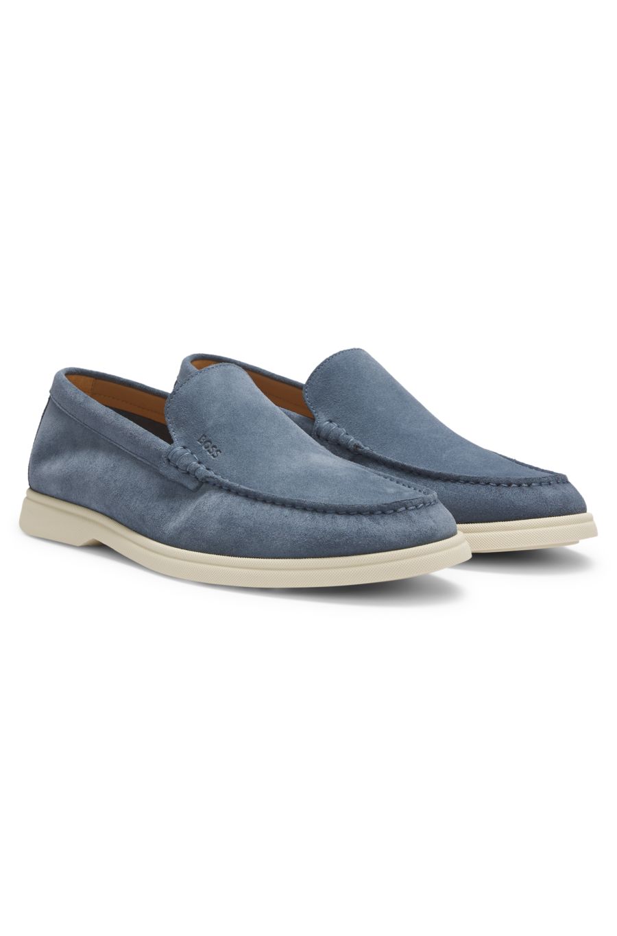 BOSS Sienne Suede Loafers — Light Blue