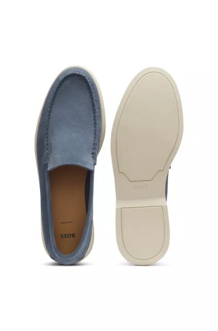 Suede loafers with debossed logo