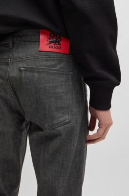 HUGO x RB jeans in grey stretch denim, Dark Grey