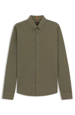 Slim-fit shirt in cotton jersey, Light Green