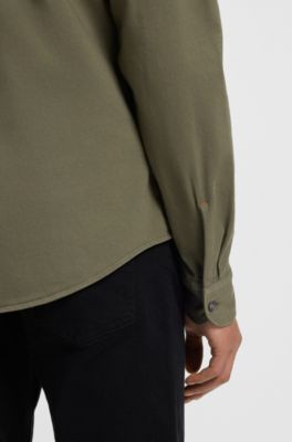Slim-fit shirt in cotton jersey, Light Green