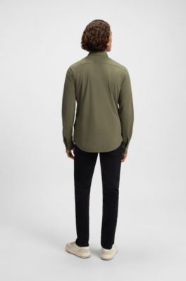 Slim-fit shirt in cotton jersey, Light Green