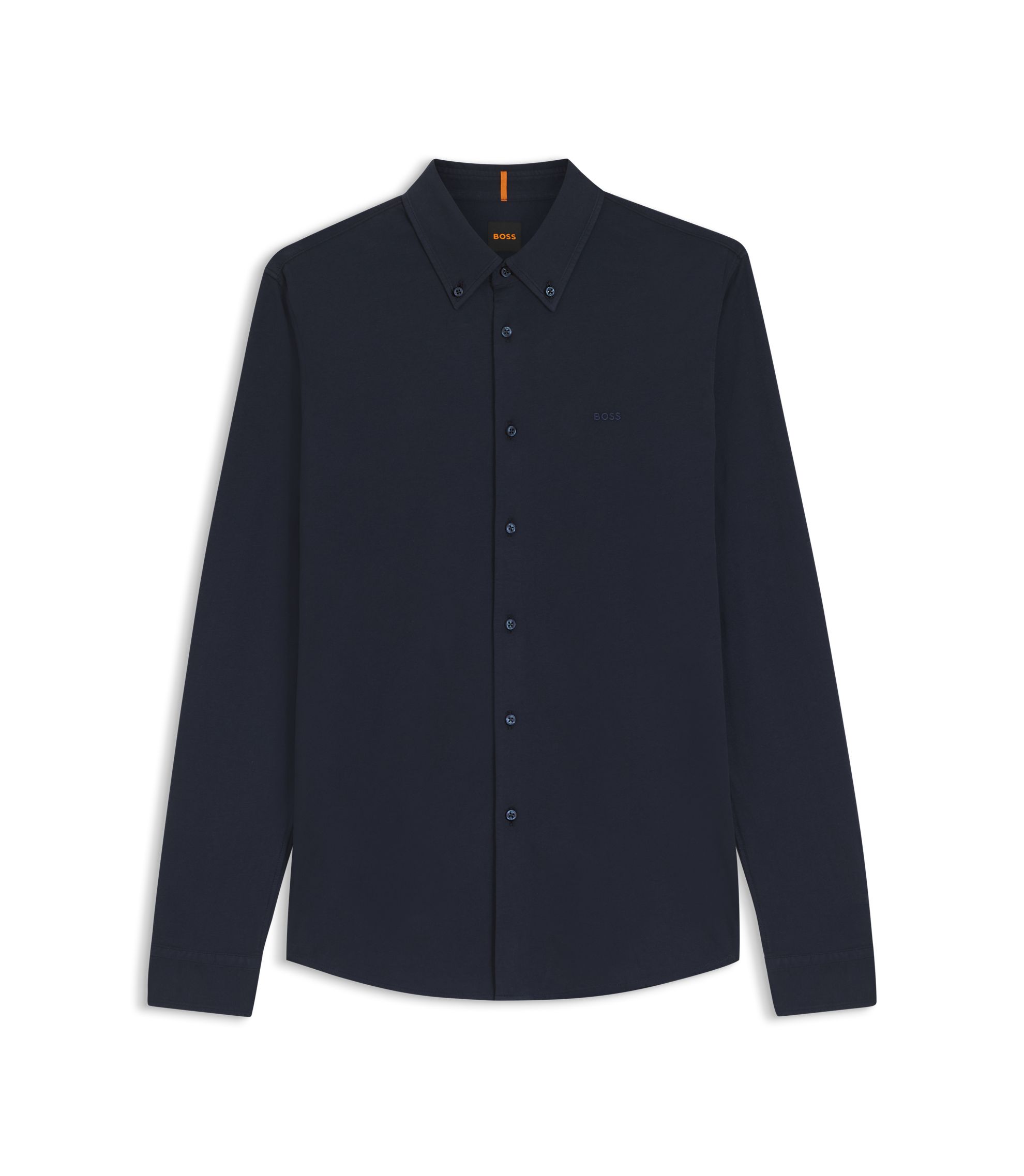 BOSS - Slim-fit shirt in cotton jersey - Dark Blue