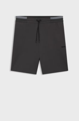 Cotton-blend shorts with stripe details, Dark Grey