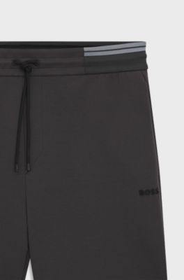 Cotton-blend shorts with stripe details, Dark Grey