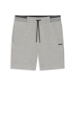 Short van een katoenmix met strepen, Grijs