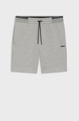 Cotton-blend shorts with stripe details, Grey
