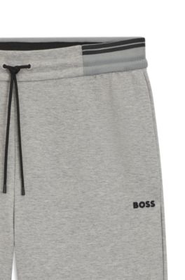 Short van een katoenmix met strepen, Grijs