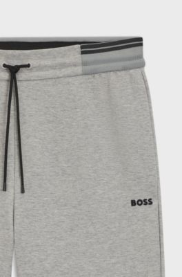 Cotton-blend shorts with stripe details, Grey