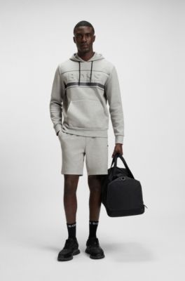 Cotton-blend shorts with stripe details, Grey