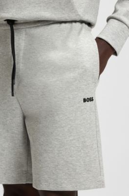 Bermuda in misto cotone con righe, Grigio