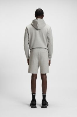 Cotton-blend shorts with stripe details, Grey