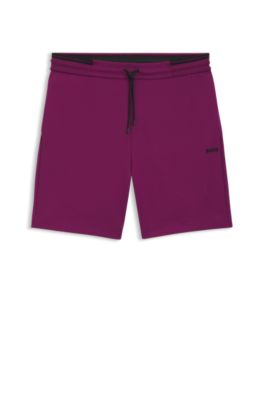 Cotton-blend shorts with stripe details, Dark pink