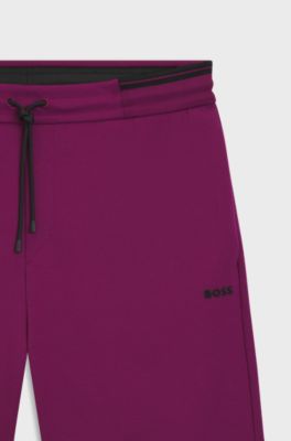 Shorts i bomullsblandning med randiga detaljer, M&ouml;rkrosa