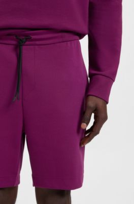 Shorts i bomullsblandning med randiga detaljer, M&ouml;rkrosa