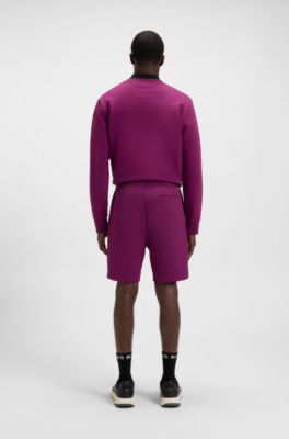 Bermuda in misto cotone con righe, Rosa scuro