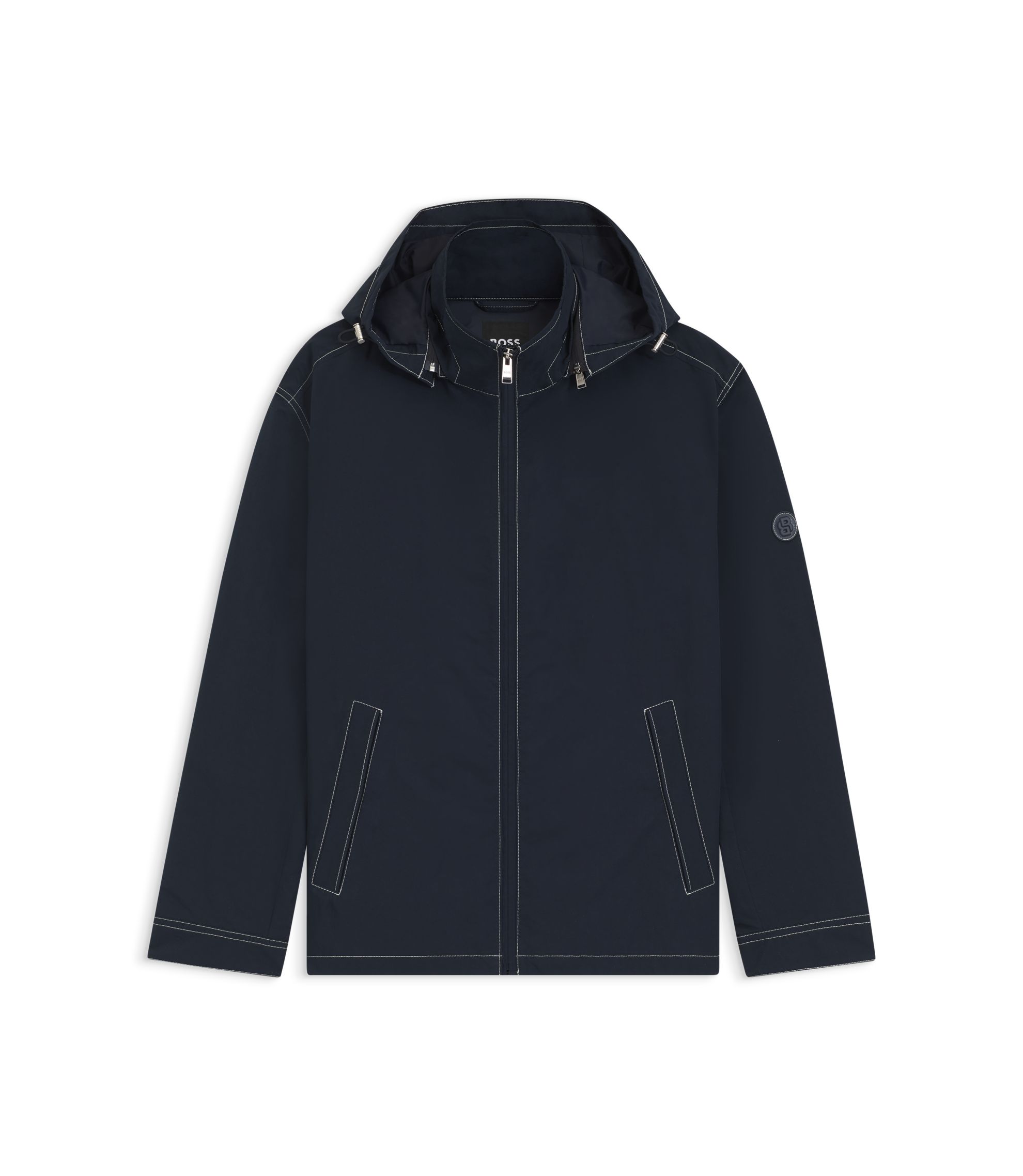 BOSS - フーデッドジャケット はっ水ファブリック - ダークブルー