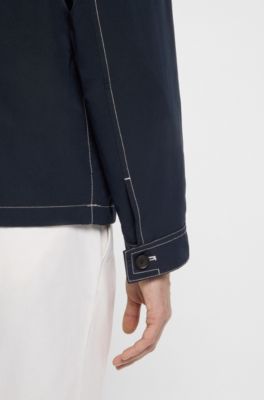 Veste &agrave; capuche en tissu d&eacute;perlant, Bleu fonc&eacute;