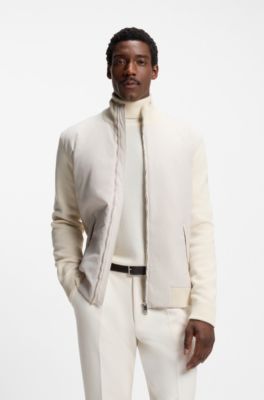 Regular-fit hybrid jacket with Double B monogram, Natural