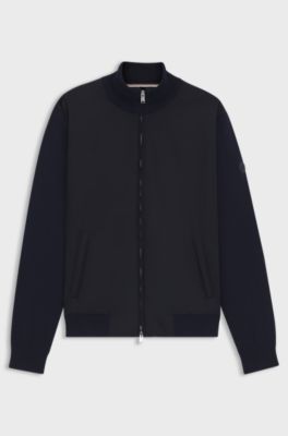 Regular-fit hybrid jacket with Double B monogram, Dark Blue