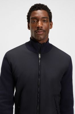 Regular-fit hybrid jacket with Double B monogram, Dark Blue