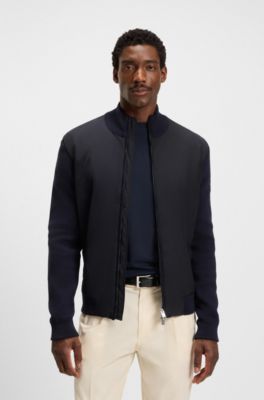 Regular-fit hybrid jacket with Double B monogram, Dark Blue