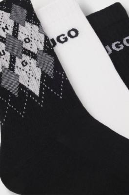 Three-pack of short-length cotton-blend socks, White / Black