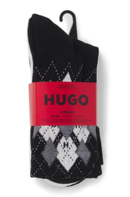 Three-pack of short-length cotton-blend socks, White / Black