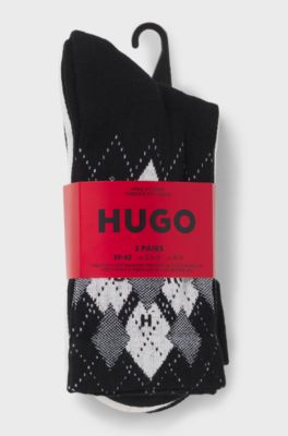 Three-pack of short-length cotton-blend socks, White / Black