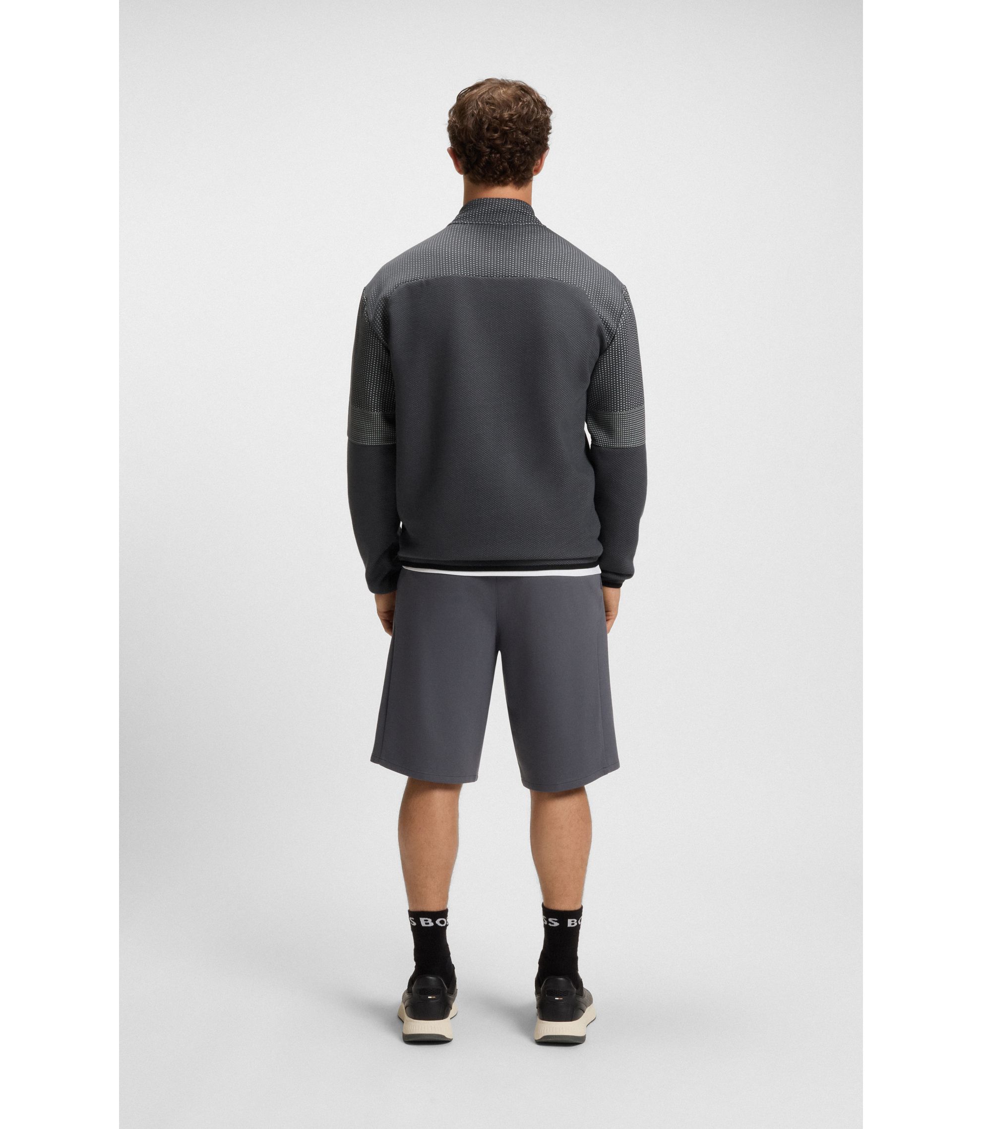 BOSS - Relaxed-fit zip-neck sweatshirt with quilted jacquard