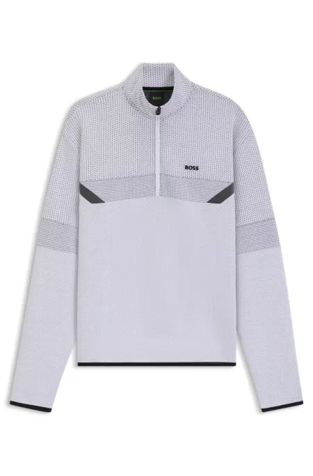 Relaxed-fit zip-neck sweatshirt with quilted jacquard