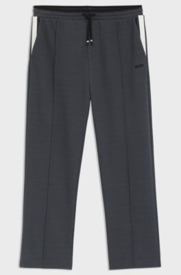 Relaxed-fit tracksuit bottoms in quilted jacquard, Dark Grey