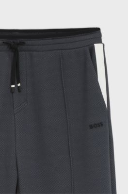 Relaxed-fit tracksuit bottoms in quilted jacquard, Dark Grey