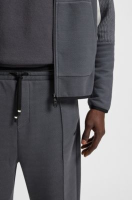 Relaxed-fit trainingsbroek van jacquard met stiksels, Donkergrijs