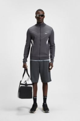 Relaxed-fit shorts in quilted jacquard, Dark Grey