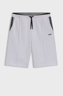 Relaxed-fit shorts in quilted jacquard, Light Grey