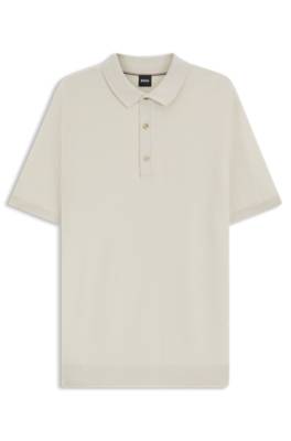 Regular-fit knit polo blended with cotton
