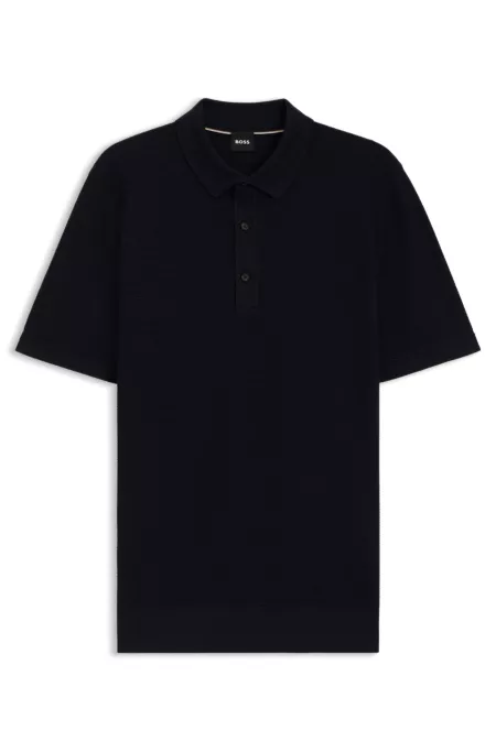 Regular-fit knit polo blended with cotton