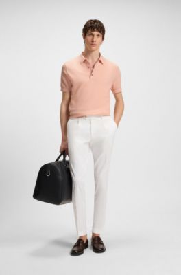 Regular-fit knit polo blended with cotton, Light Red