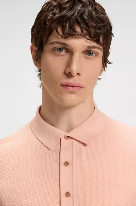 Regular-fit knit polo blended with cotton