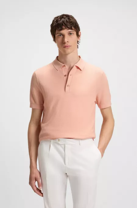 Regular-fit knit polo blended with cotton