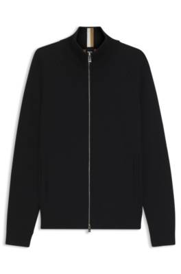 Zip-up cardigan in cotton and virgin wool 1