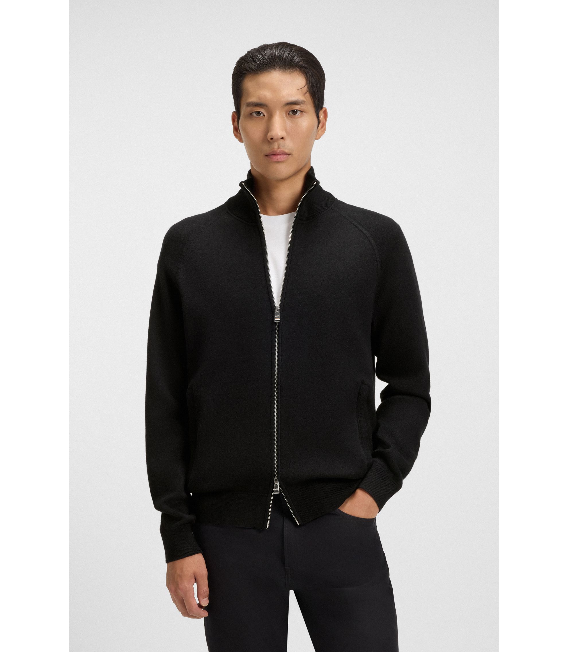 Cardigan aus Baumwolle und Schurwolle mit Reißverschluss