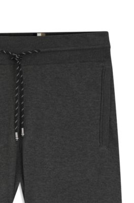Regular-fit tracksuit bottoms in cotton and virgin wool, Dark Grey