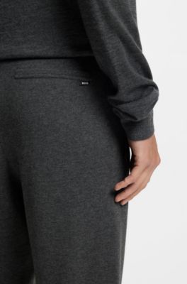 Regular-fit tracksuit bottoms in cotton and virgin wool, Dark Grey