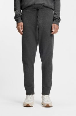 Regular-fit tracksuit bottoms in cotton and virgin wool, Dark Grey