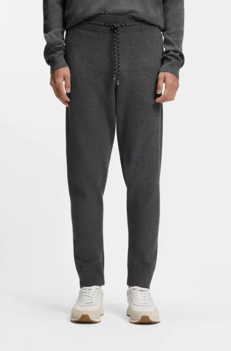 Regular-fit tracksuit bottoms in cotton and virgin wool