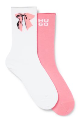Two-pack of short socks in a cotton blend, White / Pink