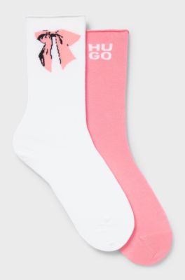 Two-pack of short socks in a cotton blend, White / Pink